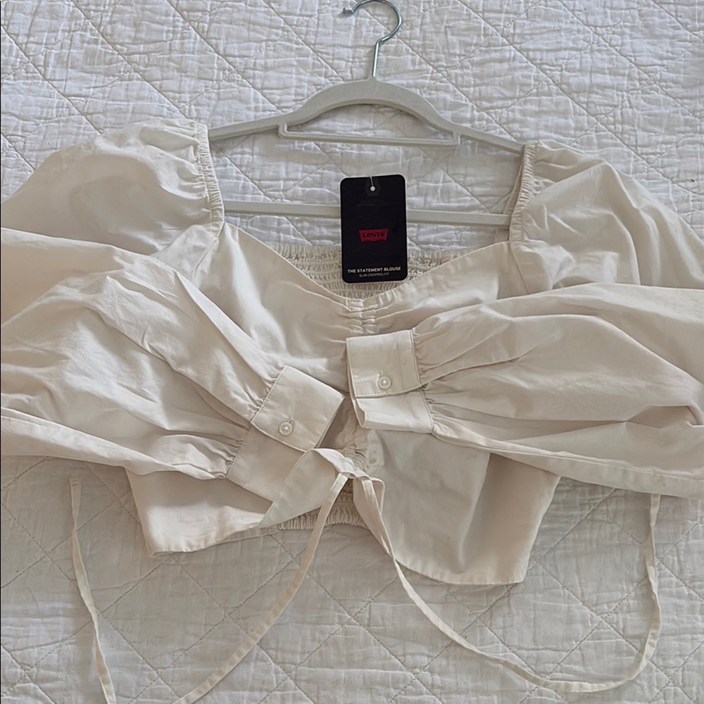 Levi's Cream Tie Front Long Sleeve Blouse- Devin NWT